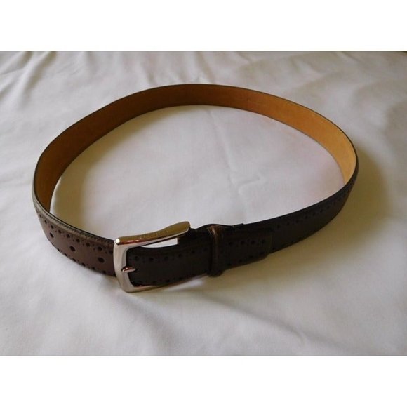 Cole Haan Mens CHOCOLATE Brown Belt Size 42 Perforated New Man Made Material - Picture 4 of 8